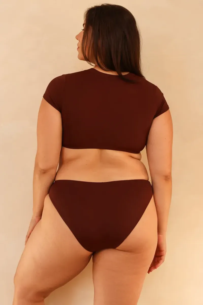 Hot Mocha Crop Top Cheeky Set Sets
