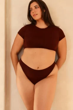 Hot Mocha Crop Top Cheeky Set Sets