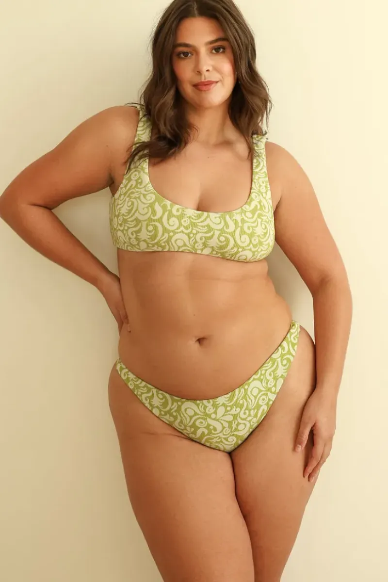 Fashion Twin Fin Matcha Bralette Thong Set Bralette|Sets