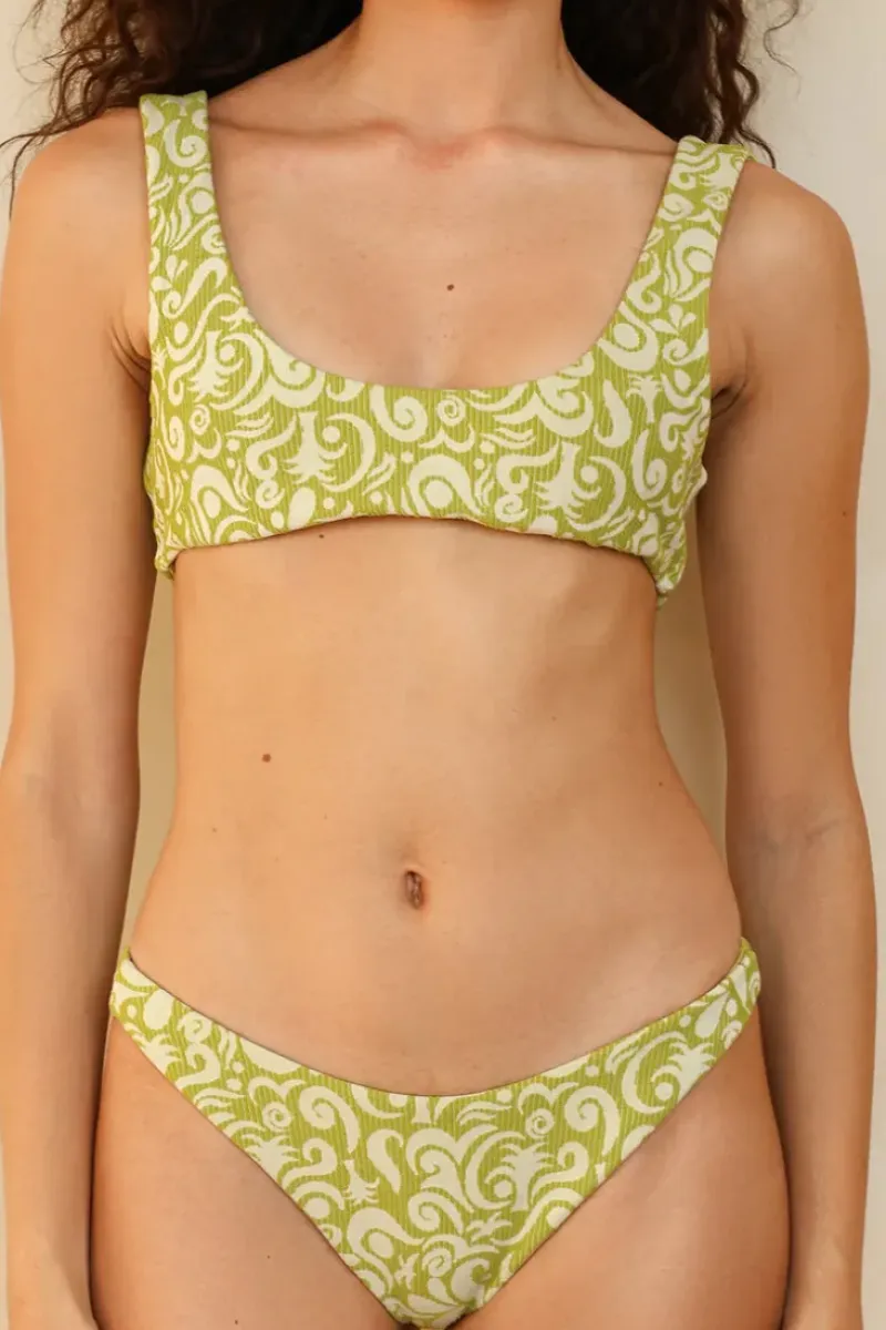 Fashion Twin Fin Matcha Bralette Thong Set Bralette|Sets