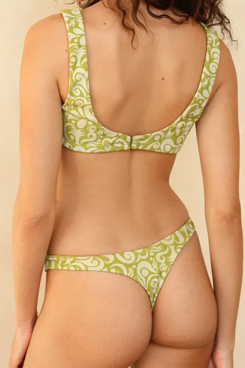 Fashion Twin Fin Matcha Bralette Thong Set Bralette|Sets