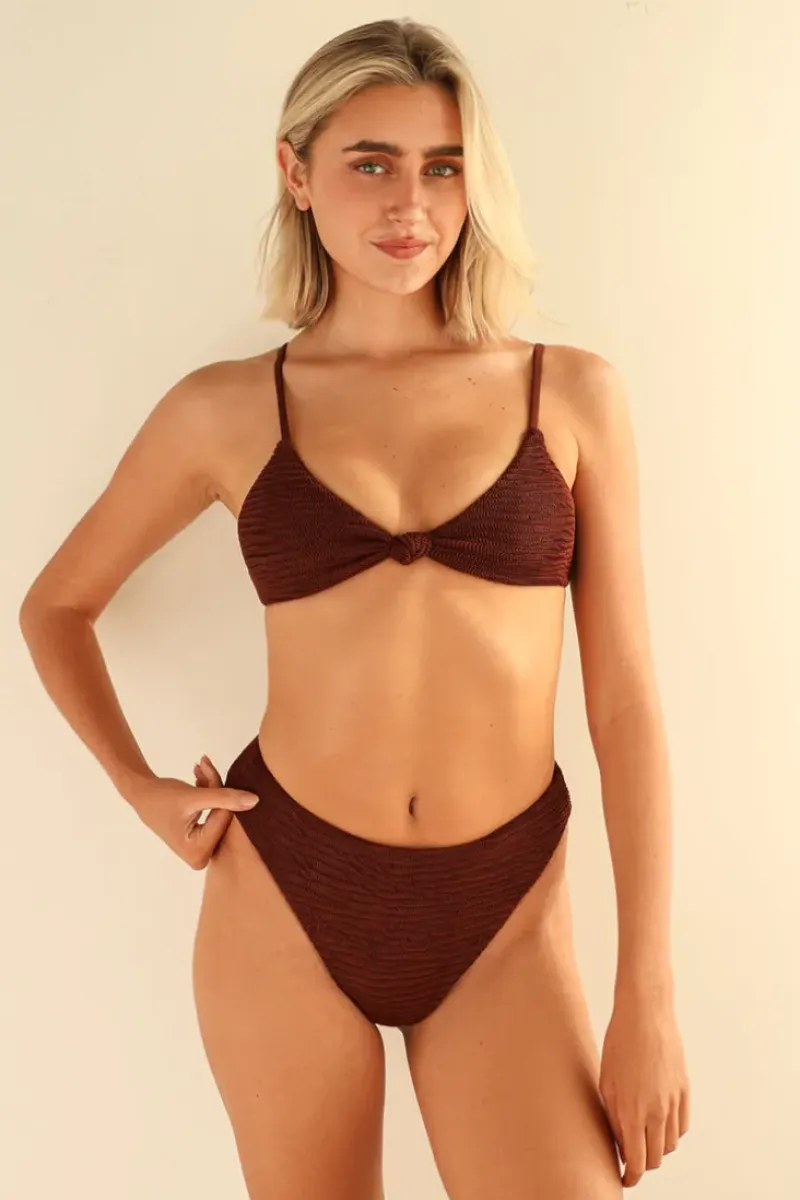 New Zen Knotted Triangle Bikini Top Tops|Triangle